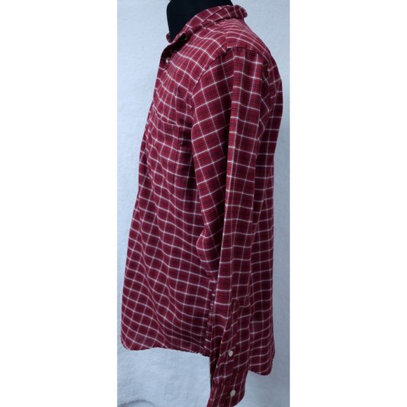 Towncraft Wrinkle Free Stain Release Medium Red Plaid Long Sleeve Button Shirt - Picture 5 of 10